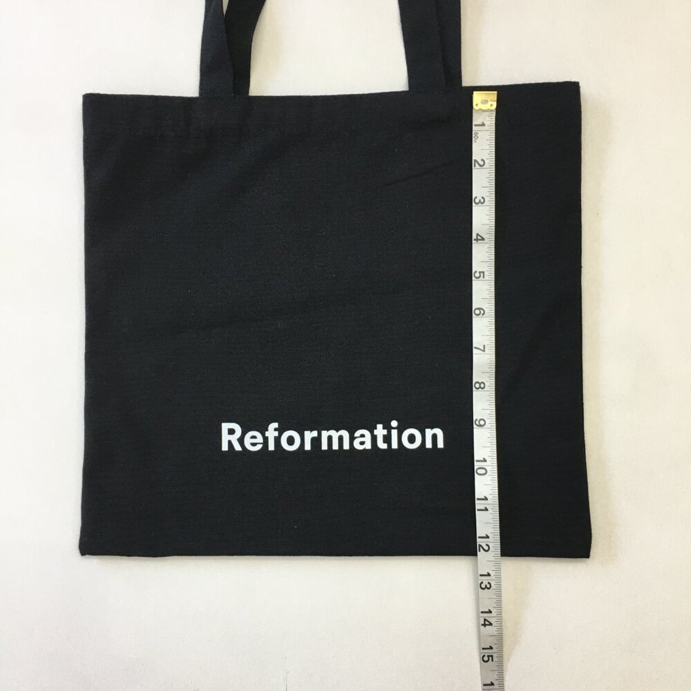 Reformation Shopper Eco Bag Flat Squared Black Cotton Double Handle - Picture 7 of 9